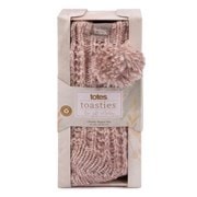 Totes Isotoner Luxury Sparkle Slipper Sox With Pom Pink (3406FPNK)