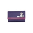 Mala Leather Ziggy Cat Trifold Purse Purple (3537-99PURPLE) Mala Leather Ziggy Cat Trifold Purse Purple (3537-99PURPLE)