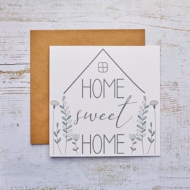 Home Sweet Home Card With Simple Flowers Home Sweet Home Card With Simple Flowers