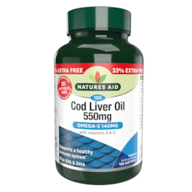 Natures Aid Cod Liver Oil 550mg + 33% 90s (13435)