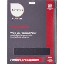 Harris Ultimate Wet & Dry Finishing Paper 4pk Harris Ultimate Wet & Dry Finishing Paper 4pk