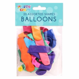 Party Crazy 20 Assorted Shape Helium Balloons 9" Party Crazy 20 Assorted Shape Helium Balloons 9"