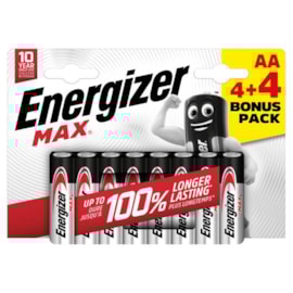 Energizer Max Aa Batteries 4+4 Energizer Max Aa Batteries 4+4