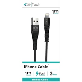 C3 Usb - iphone Lightening Braided Cable Black 1m C3 Usb - iphone Lightening Braided Cable Black 1m