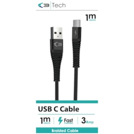 C3 Braided Usb - Type C Cable Black 1m C3 Braided Usb - Type C Cable Black 1m