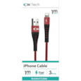 C3 Usb - iphone Lightening Braided Cable Red 1m