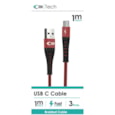 C3 Braided Usb - Type C Cable Red 1m