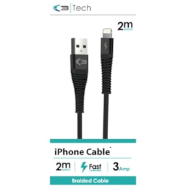 C3 Braided Usb - iphone Lightening Cable Black 2m