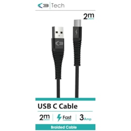 C3 Braided Usb - Type C Cable Black 2m C3 Braided Usb - Type C Cable Black 2m