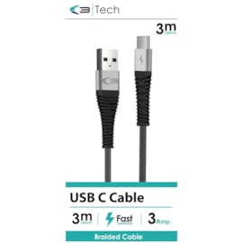 C3 Braided Usb - Type C Cable Black 3m C3 Braided Usb - Type C Cable Black 3m