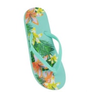 Ladies Tropical Print Flip Flops Turquoise (FT2232)