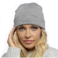 Ladies Plain Knit Hat With Turn Up Grey Marl (GL1050)