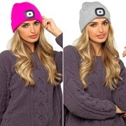 Ladies Led Beanie Hat Grey/neon Pink Ladies Led Beanie Hat Grey/neon Pink