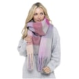 Ladies Pink Check Chunky Scarf (GL829)