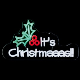 Premier It's Christmaaas Hanging Lit Neon Sign 45cm Premier It's Christmaaas Hanging Lit Neon Sign 45cm