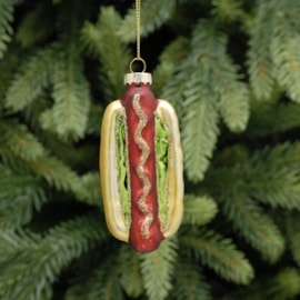 Festive Glass Hotdog 10cm Festive Glass Hotdog 10cm