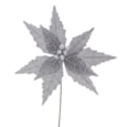 Festive Silver Velvet Poinsettia With Glitter 50cm