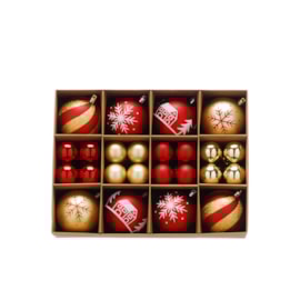 Festive Assorted Size Bauble Pack Red/gold 40s Festive Assorted Size Bauble Pack Red/gold 40s