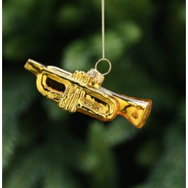 Festive Classic Gold Glass Trumpet Hanging Decoration 8cm Festive Classic Gold Glass Trumpet Hanging Decoration 8cm