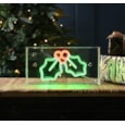 Festive Lit Green/red Neon Flex Holly Sign 30cm