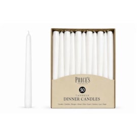 Prices 10" White Tapered Dinner Candles 50s