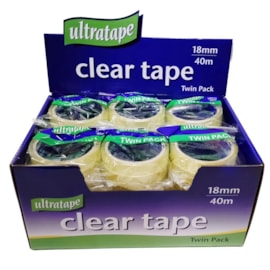 Ultratape Clear Tape 18mm x 40m - 2 Pack