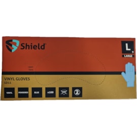 Shield Blue Vinyl Powdered Gloves Large Shield Blue Vinyl Powdered Gloves Large