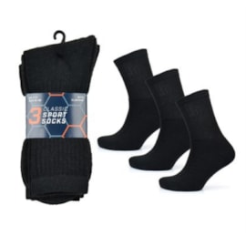 Mens 3 Pack Plain Black Sport Socks (SK103)