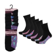 Ladies 5 Pack H & T Socks w Camo (SK1049)