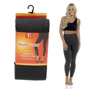 Ladies Grey Marl Velvet Plush Thermal Leggingss (SK1160)