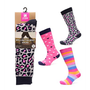 Ladies Design Wellington Boot Socks Asst (SK1163)
