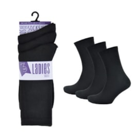 Ladies 3pk Black Socks (size Uk4-7) Ladies 3pk Black Socks (size Uk4-7)