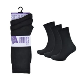 Ladies 3pk Black Socks (size Uk4-7) (SK128)