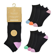 Ladies 3 Pack Bamboo Heel & Toe Trainer Socks (SK826)
