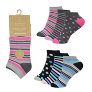 Ladies 3 Pack Bamboo Design Trainer Socks (SK827)