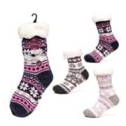 Ladies Fairisle Lounge Gripper Socks Asst (SK943A)
