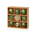9 Decorated Baubles Dark Green 60mm