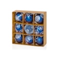 9 Decorated Baubles Midnight Blue 60mm