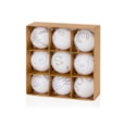 9 Decorated Baubles White 60mm