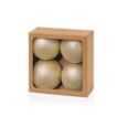 4pc Shatterproof Glitter Baubles Champagne Gold 100mm 4pc Shatterproof Glitter Baubles Champagne Gold 100mm