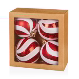 4pc Swirl Glitter Baubles Boxed Red-white 80cm 4pc Swirl Glitter Baubles Boxed Red-white 80cm