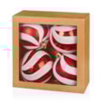 4pc Swirl Glitter Baubles Boxed Red-white 80cm