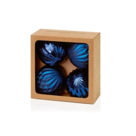 4pc Geo Design Baubles Boxed Midnight Blue 80cm 4pc Geo Design Baubles Boxed Midnight Blue 80cm