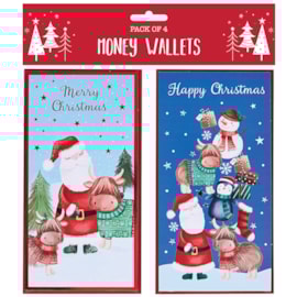 Santa Snow Money Wallets 4pk Santa Snow Money Wallets 4pk