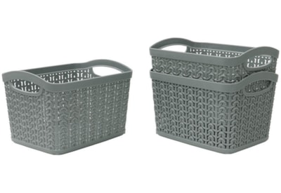 Jvl Loop Rectangle Storage Baskets Grey 1.5ltr (13-358GY)