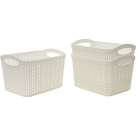 Jvl Loop Rectangle Storage Baskets White 1.5ltr (13-358WH)