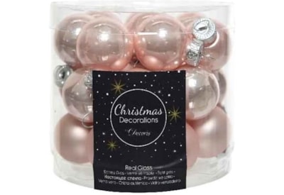 Glass Mini Baublesx24 Enamel-matt Blush Pink 2.5cm Glass Mini Baublesx24 Enamel-matt Blush Pink 2.5cm