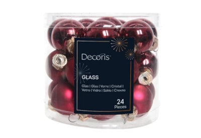 Glass Mini Baublesx24 Shiny Matt Oxblood 2.5cm Glass Mini Baublesx24 Shiny Matt Oxblood 2.5cm