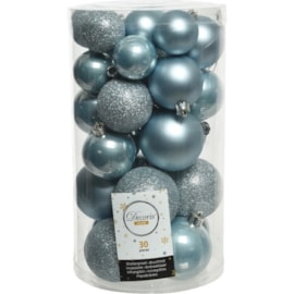 Shatterproof Baubles Mix X 30 Misty Blue 6cm Shatterproof Baubles Mix X 30 Misty Blue 6cm