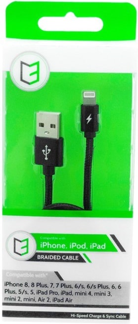 C3 Usb - iphone Lightening Braided Cable Black 1m (C3-02459)
